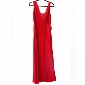Red Lace-Trim Slip Chemise - Women